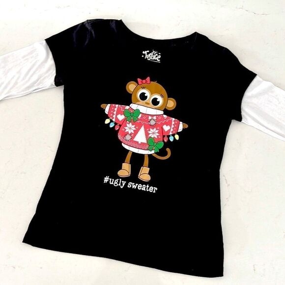 Justice Other - Girls Size 10 Justice Holiday Ugly Sweater Shirt Layered Look